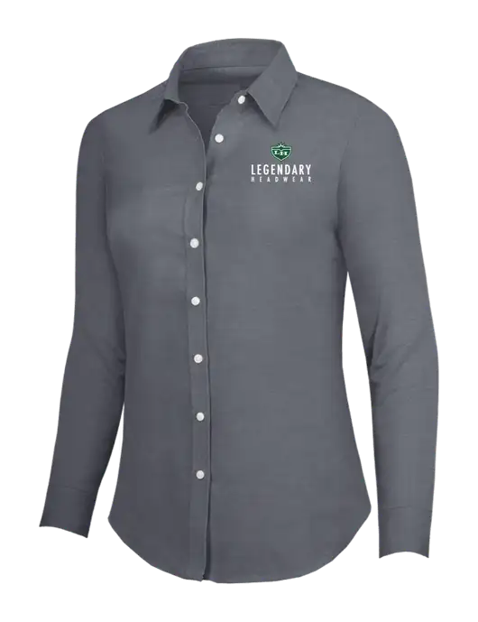 Dark Grey Womens SuperPro Oxford Shirt w/Legendary Logo
