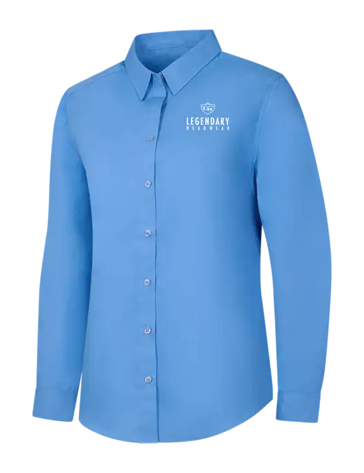 Womens Carolina Blue Long Sleeve Carefree Poplin Shirt w/Legendary Logo