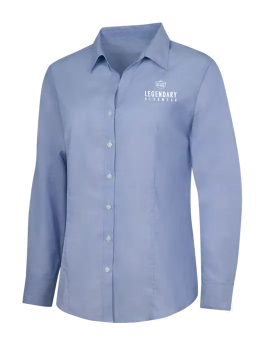 Light Slate Blue Womens Crosshatch Easy Care Shirt w/Legendary Logo