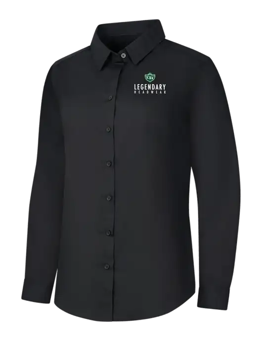 Womens Black Long Sleeve Carefree Poplin Shirt w/Legendary Logo