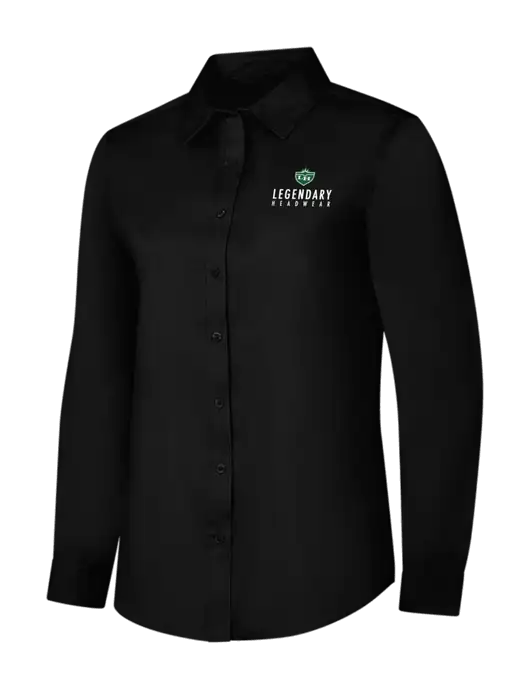 Womens Black Long Sleeve Superpro React Twill Shirt w/Legendary Logo