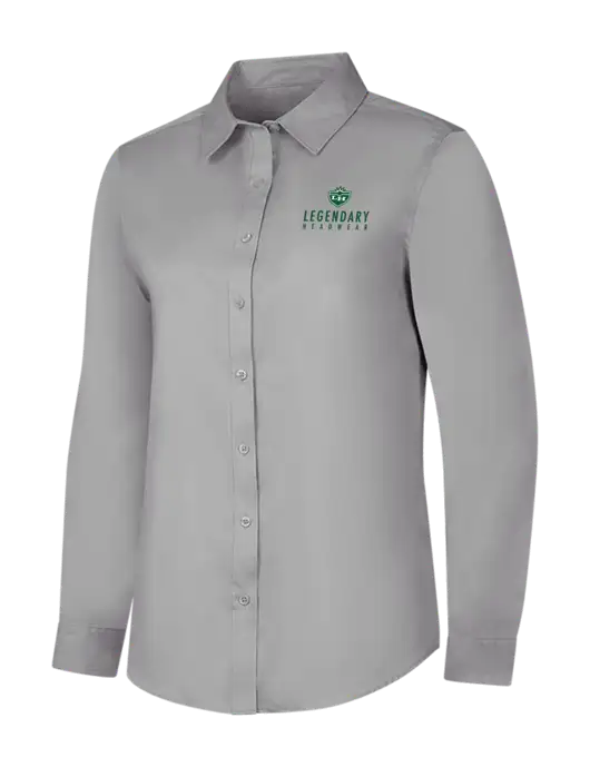 Light Grey Womens Long Sleeve Superpro React Twill Shirt w/Legendary Logo