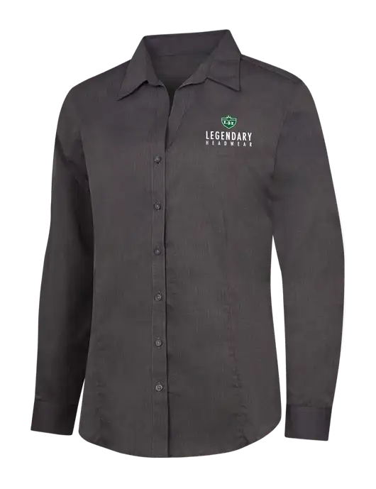 Womens Soft Black Crosshatch Easy Care Shirt w/Legendary Logo