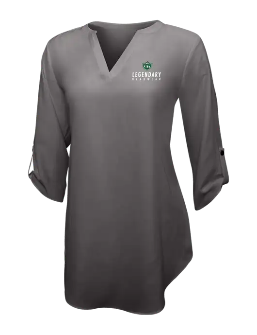 Dark Grey Womens 3/4 Sleeve Tunic Blouse w/Legendary Logo