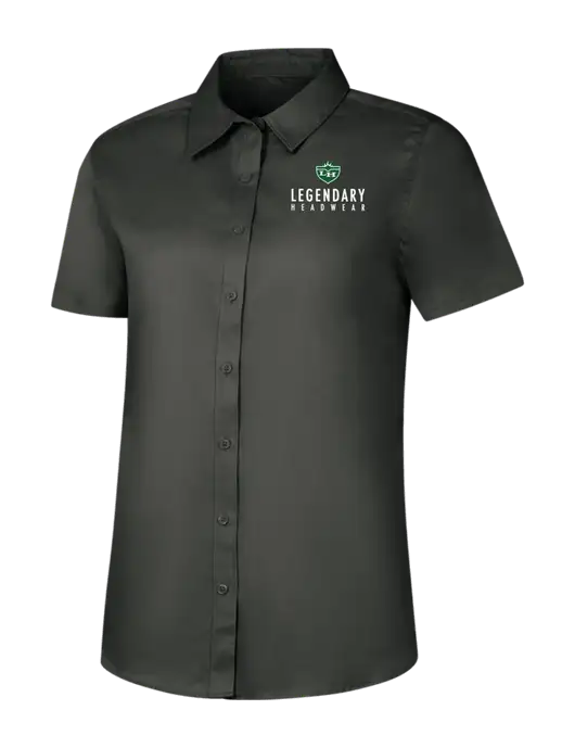 Womens Dark Grey Short Sleeve Superpro React Twill Shirt w/Legendary Logo