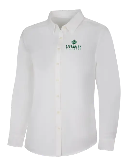 Womens White Long Sleeve Superpro React Twill Shirt w/Legendary Logo