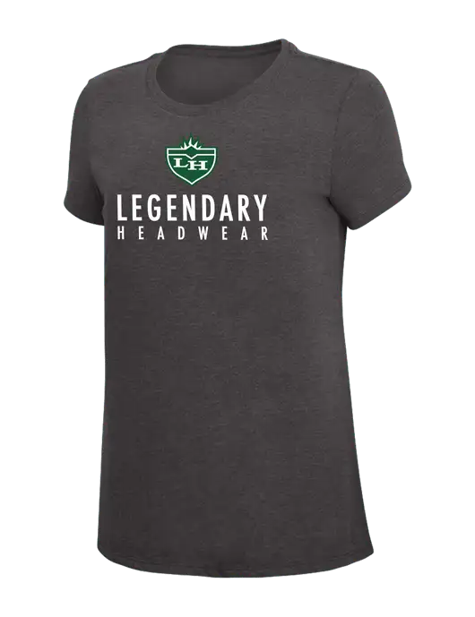 Womens Simply Soft Heather Charcoal 4.5oz  Poly/Combed Ring Spun Cotton T-Shirt w/Legendary Logo