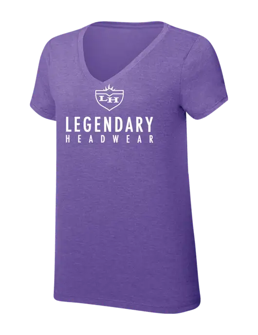 Womens Simply Soft V-Neck Purple Frost 4.5oz  Poly/Combed Ring Spun Cotton T-Shirt w/Legendary Logo