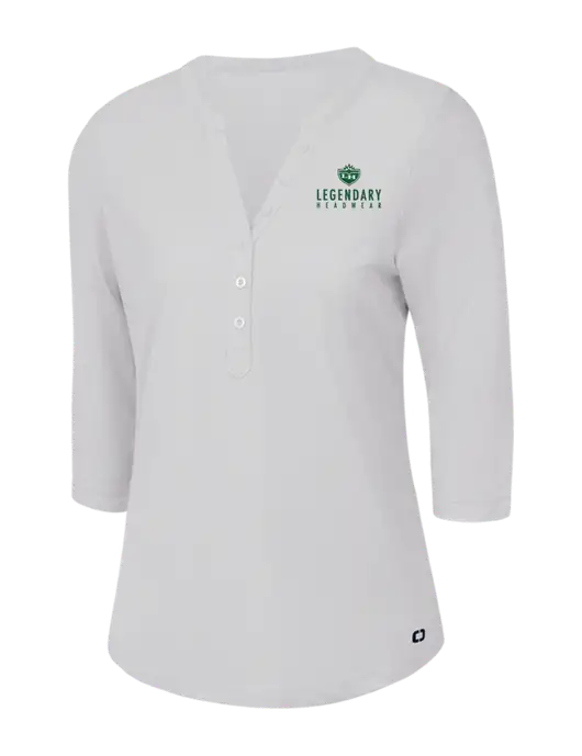 OGIO Bright White Jewel Henley w/Legendary Logo