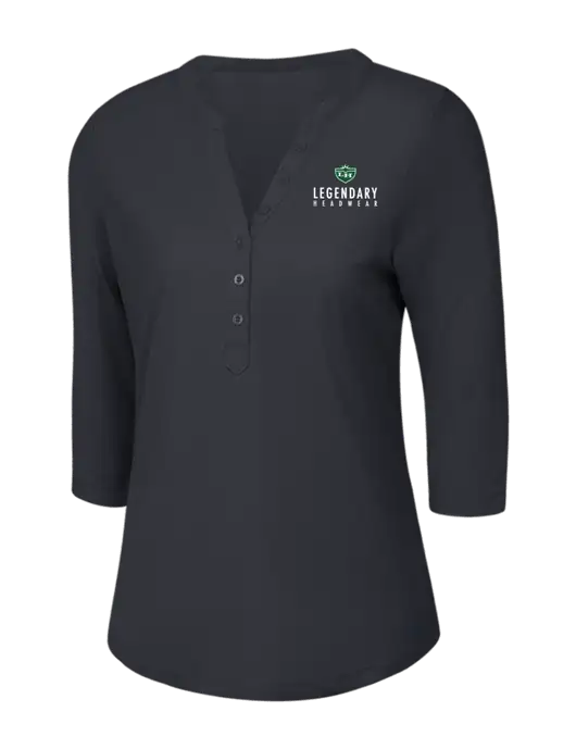 OGIO Charcoal Grey Jewel Henley w/Legendary Logo