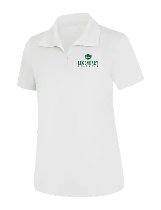 Womens White Micropique Sport-Wick Polo w/Legendary Logo